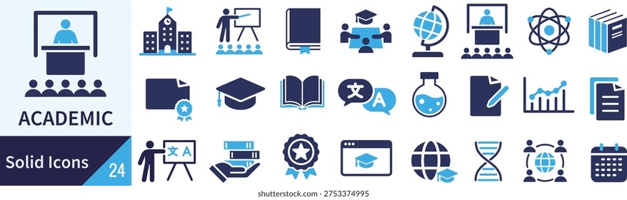 Academy Silhouette Icon Set in Vector