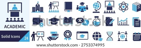 Academy Silhouette Icon Set in Vector