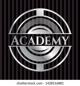 Academy silvery badge or emblem. Vector Illustration. Mosaic.