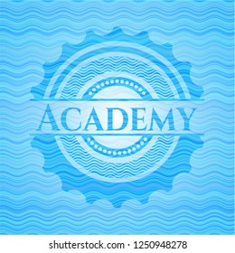 Academy water concept badge background.