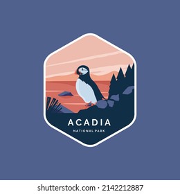 acadia national park emblem sticker patch vector symbol illustration design 