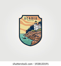 acadia national park logo sticker patch vector symbol illustration design