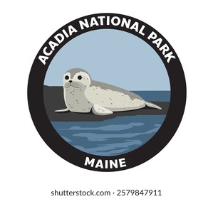 Acadia National Park Maine Harbor Seal Vector Logo