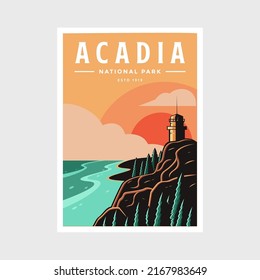 Acadia National Park poster vector illustration design