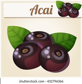 Acai berries illustration. Cartoon vector icon. Series of food and drink and ingredients for cooking.