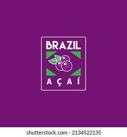 Acai berry. Simple logo template with a Brazilian fruit.