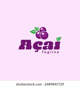 Acai berry. Simple logo template with a Brazilian fruit.