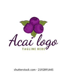 acai berry vector logo. the concept of acai fruit in a circle, for the beverage business, fruit juice, beverage product labels and others
