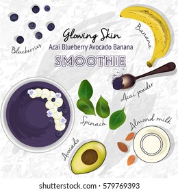 Acai Blueberry Avocado Banana Smoothie.