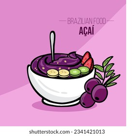 Bodega de Acai con frutas - comida brasileña