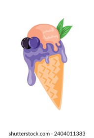 acai ice cream cone illustration