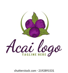 acai vector logo design. the concept of acai fruit in the emblem, for mini labels, acai fruit juice products