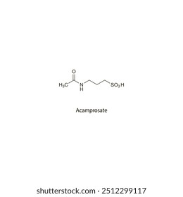 Acamprosate flat skeletal molecular structure NMDA receptor agonist drug used in alcohol withdrawal treatment. Vector illustration scientific diagram.