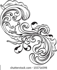 Acanthuce scrolling pattern on white