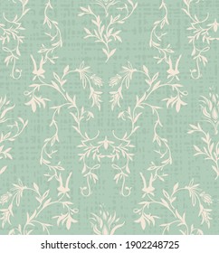 Acanthus geometric royal print, Vintage sage green texture. NAture classic background. Art deco old style wallapper vector
