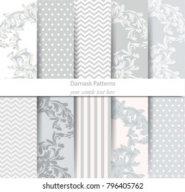 Acanthus leaf pattern set Vector. Baroque ornament decor. Vintage background. Pastel color fabric textures
