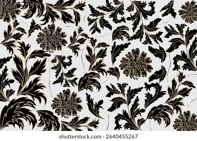 Acanthus leaves black and gold