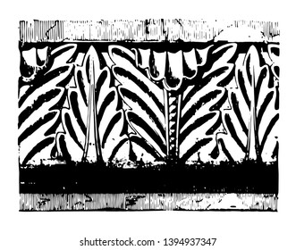 Acanthus Molding de Munzenberg dibujo de líneas de vintage de amplia y elegante habitación o ilustración de grabado.