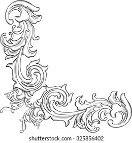 The acanthus nice corner art element on white