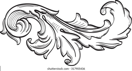 The Acanthus Scroll Nice Leaf Is On White