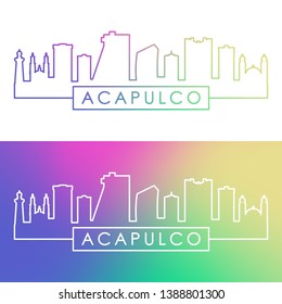 Acapulco city skyline. Colorful linear style. Editable vector file.
