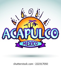 Acapulco Mexico - vector icon, emblem design 