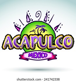 Acapulco Mexico - vector icon, emblem design 