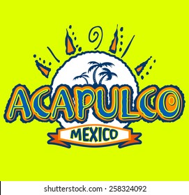 Acapulco Mexico - vector icon, emblem design 