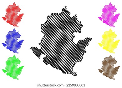 Acapulco municipality (Free and Sovereign State of Guerrero, Mexico, United Mexican States) map vector illustration, scribble sketch Acapulco de Juárez map