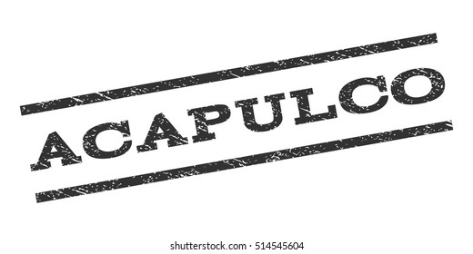 Acapulco watermark stamp. Text tag between parallel lines with grunge design style. Rubber seal stamp with dust texture. Vector gray color ink imprint on a white background.