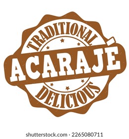 Acaraje label or stamp on white background, vector illustration