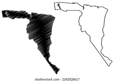 Acarau municipality (Ceará state, Municipalities of Brazil, Federative Republic of Brazil) map vector illustration, scribble sketch Acaraú map