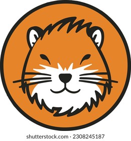 Acartoon hamster, capibara head logo, in the style of mid-century illustration