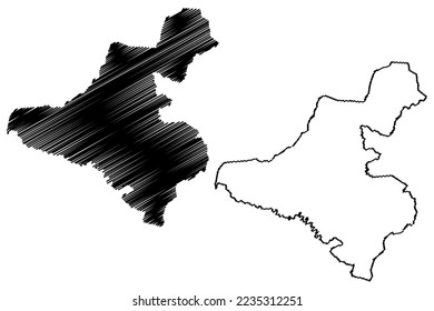 Acatepec municipality (Free and Sovereign State of Guerrero, Mexico, United Mexican States) map vector illustration, scribble sketch Acatepec map