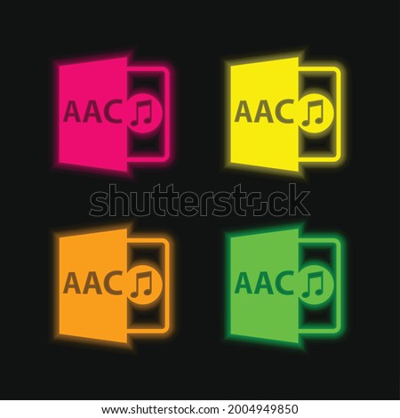 Acc File Format Symbol four color glowing neon vector icon
