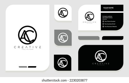 AC, CA, C und ein Monogramm für abstrakte Buchstaben des Logos. Logo und Visitenkarte
