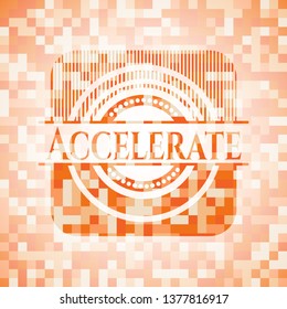 Accelerate abstract emblem, orange mosaic background