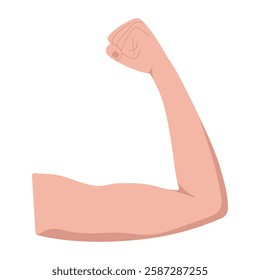 Accelerate action 2025 IWD pose. International Women Day element. Female Biceps strength. Flex muscle arm with white color skin. Woman Exercise in gym for health. Icon of fitness, workout, bodybuilder