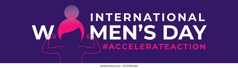 #Accelerate Action. International Women's Day. Women of Different ethnicities together. Square Banner. March 8. Faceless vector illustration.