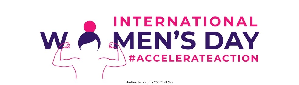 Ação #Accelerate. Dia Internacional da Mulher. Mulheres de diferentes etnias juntas. Faixa quadrada. 8 de março. Ilustração de vetor sem rosto.