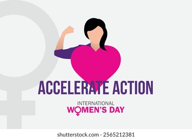 accelerate action - International women's day concept poster. Woman sign illustration background. 2025 women's day campaign theme- #AccelerateAction