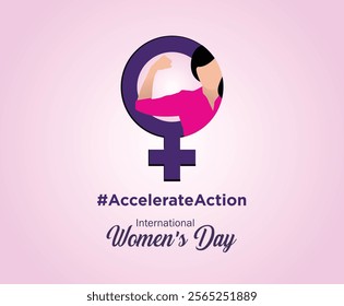 accelerate action - International women's day concept poster. Woman sign illustration background. 2025 women's day campaign theme- #AccelerateAction