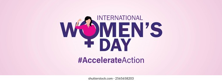 accelerate action - International women's day concept poster. Woman sign illustration background. 2025 women's day campaign theme - #AccelerateAction