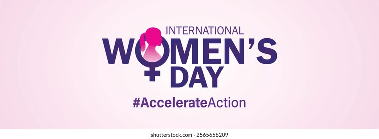 accelerate action - International women's day concept poster. Woman sign illustration background. 2025 women's day campaign theme - #AccelerateAction