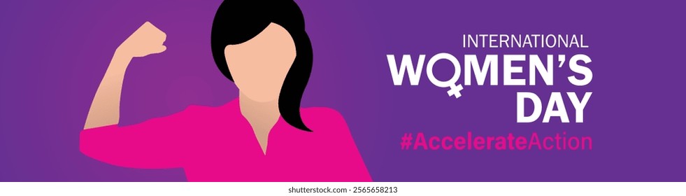 accelerate action - International women's day concept poster. Woman sign illustration background. 2025 women's day campaign theme - #AccelerateAction