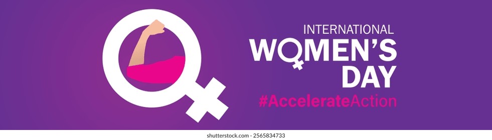 accelerate action - International women's day concept poster. Woman sign illustration background. 2025 women's day campaign theme - #AccelerateAction