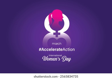 accelerate action - International women's day concept poster. Woman sign illustration background. 2025 women's day campaign theme - #AccelerateAction