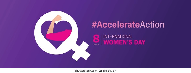 accelerate action - International women's day concept poster. Woman sign illustration background. 2025 women's day campaign theme - #AccelerateAction