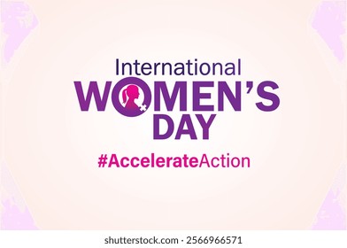 accelerate action - International women's day concept poster. Woman sign illustration background. 2025 women's day campaign theme - #AccelerateAction