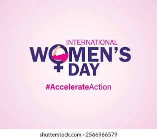 accelerate action - International women's day concept poster. Woman sign illustration background. 2025 women's day campaign theme - #AccelerateAction